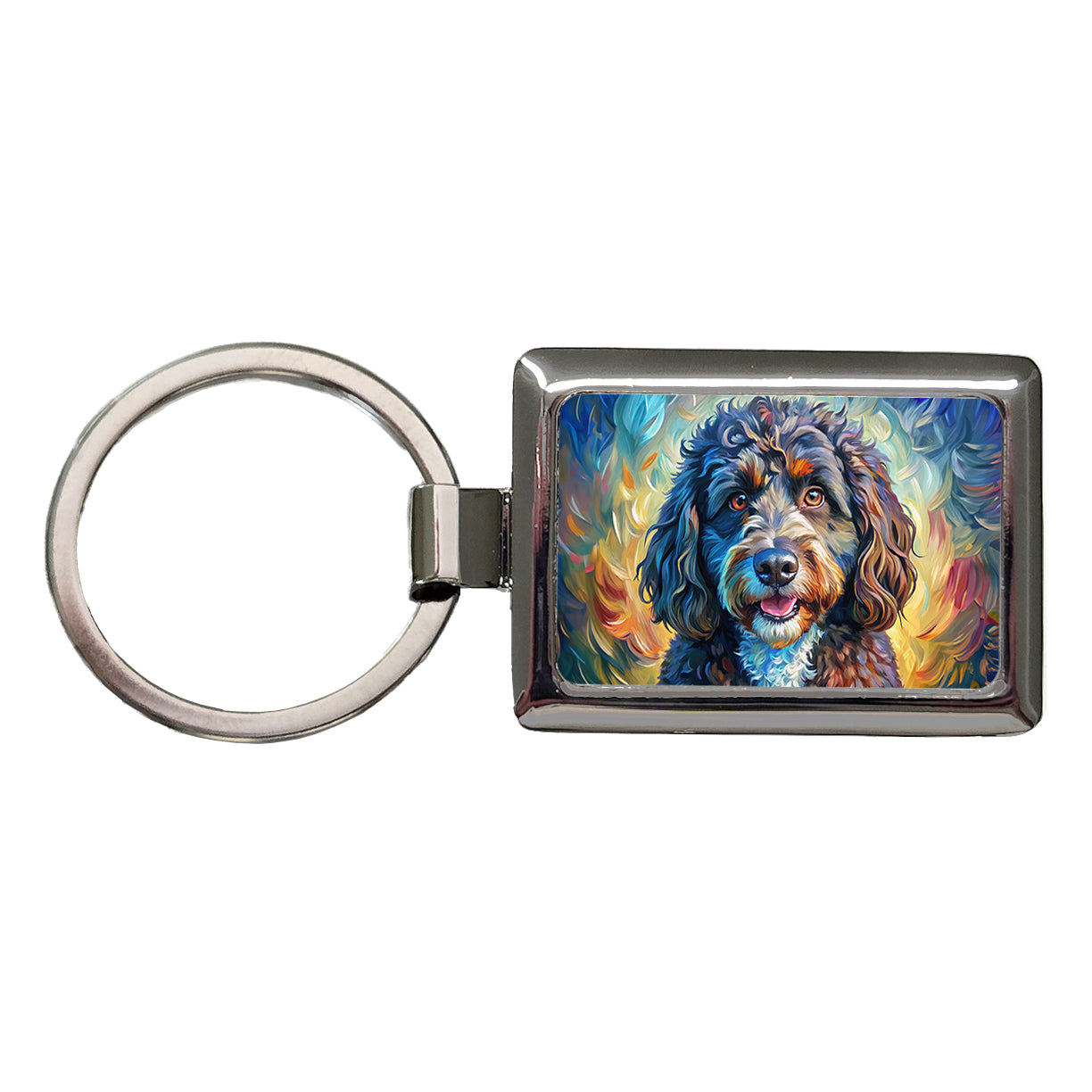 Portuguese Water Dog Expressionism Art Rectangle Metal Keychain