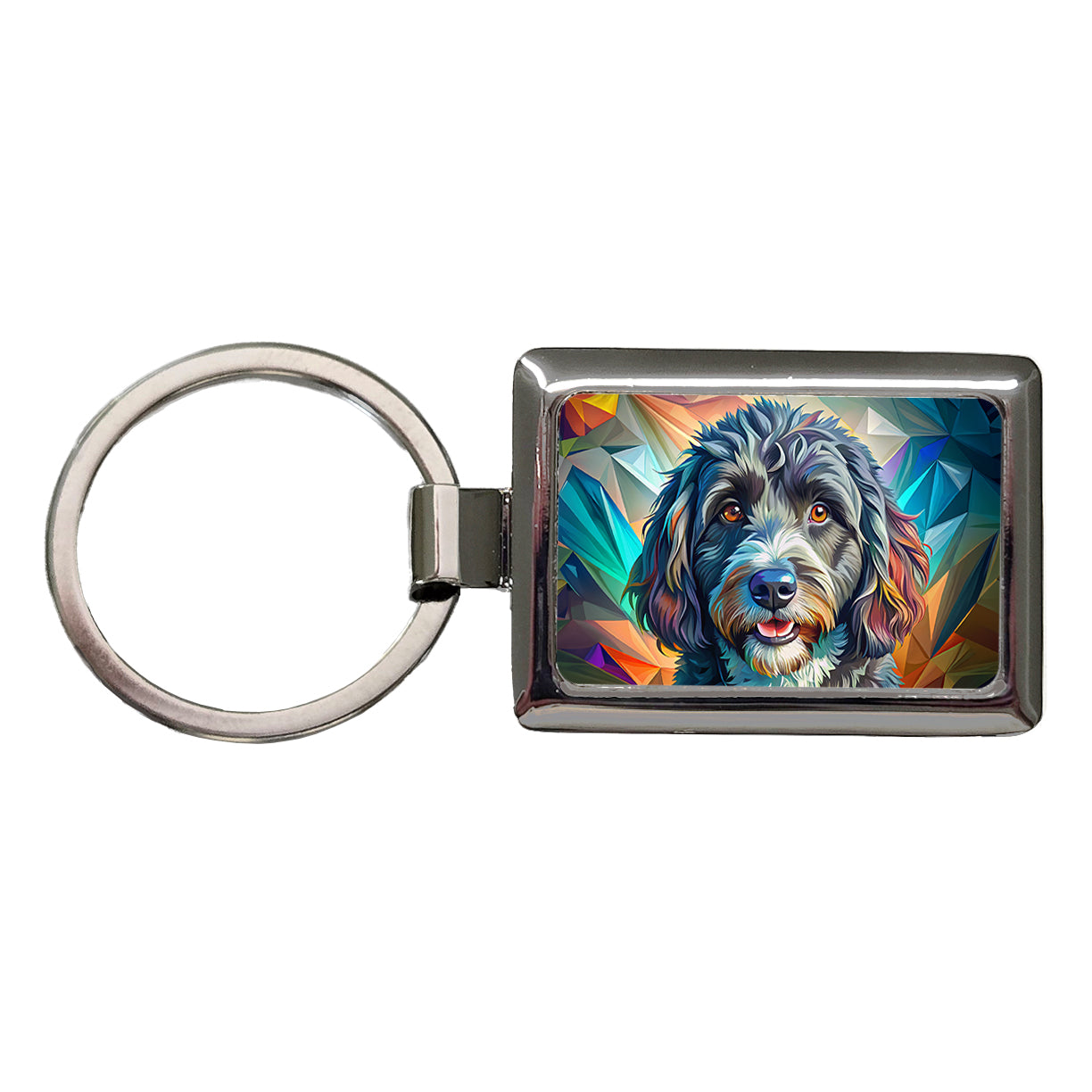 Portuguese Water Dog Pop Art Rectangle Metal Keychain