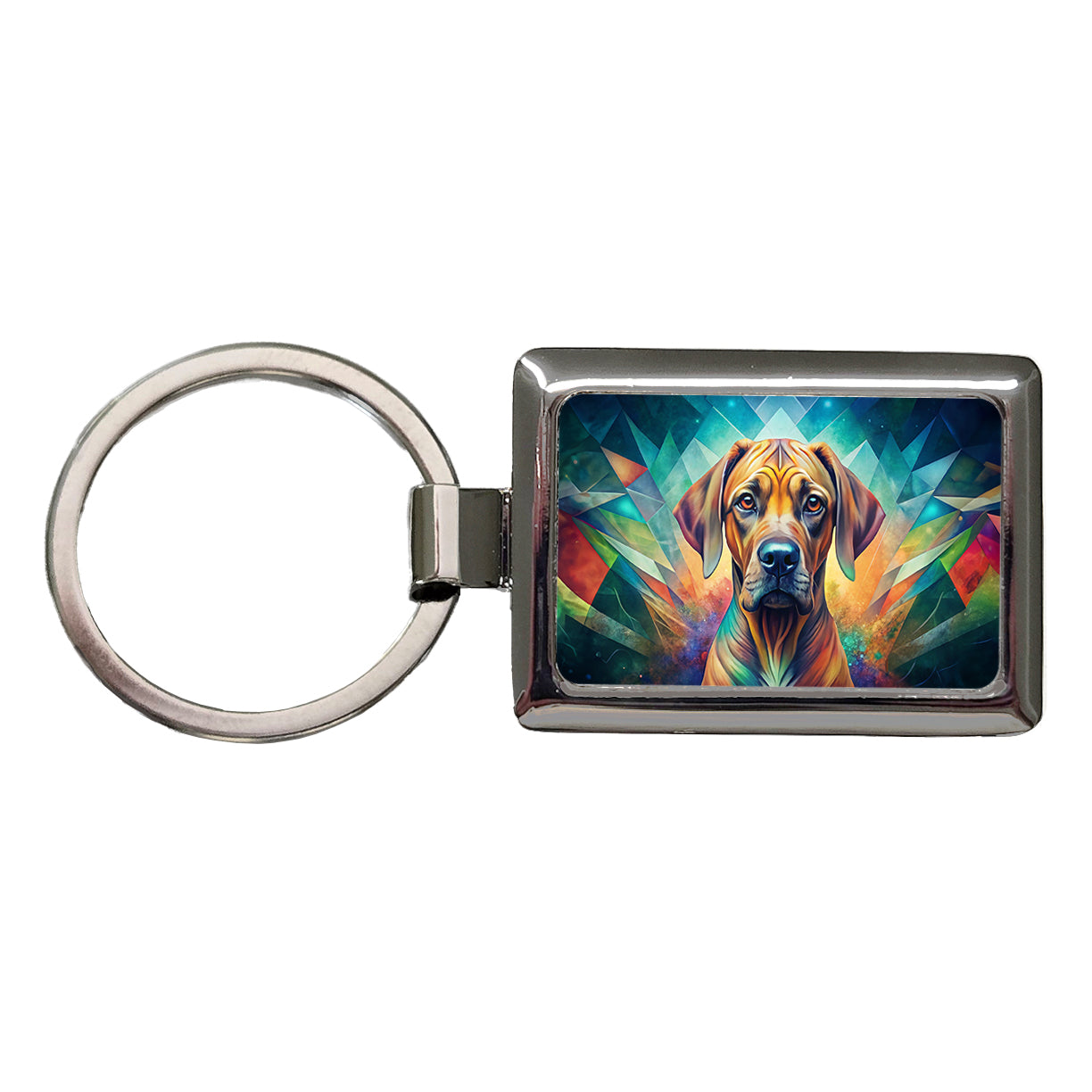 Rhodesian Ridgeback Dog Abstract Art Rectangle Metal Keychain
