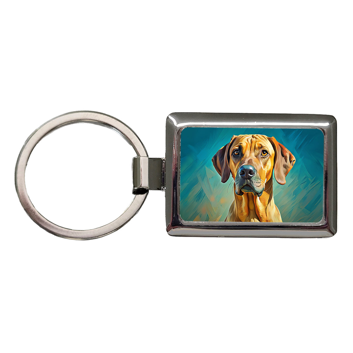 Rhodesian Ridgeback Dog Pop Art Rectangle Metal Keychain