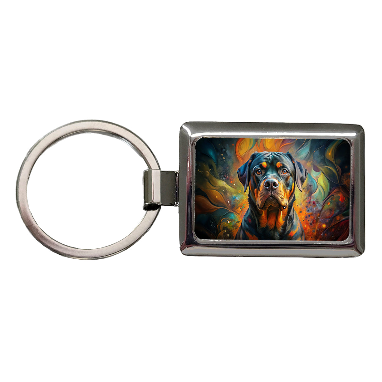 Rottweiler Dog Abstract Art Rectangle Metal Keychain