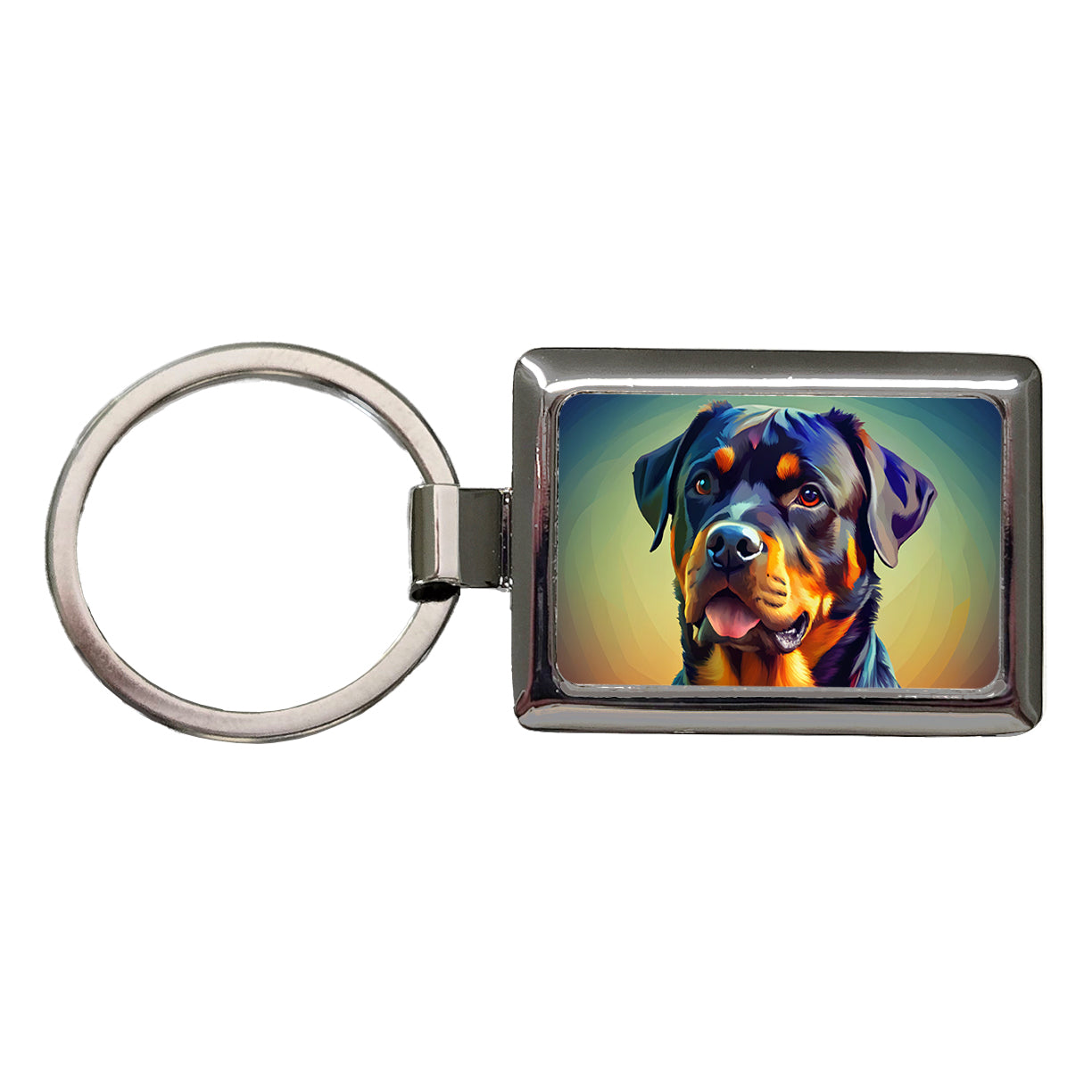 Rottweiler Dog Pop Art Rectangle Metal Keychain