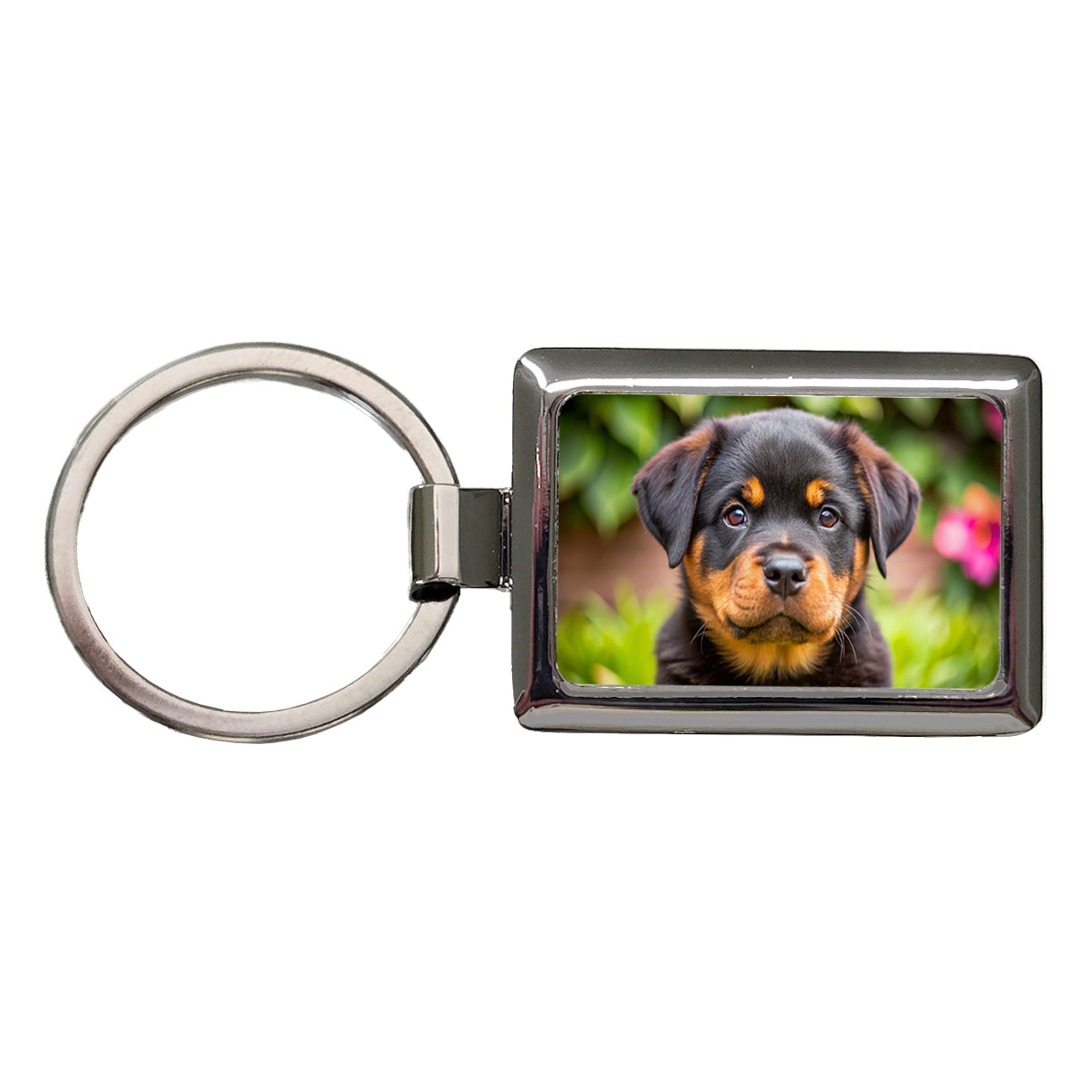Rottweiler Dog Puppy Photo Rectangle Metal Keychain