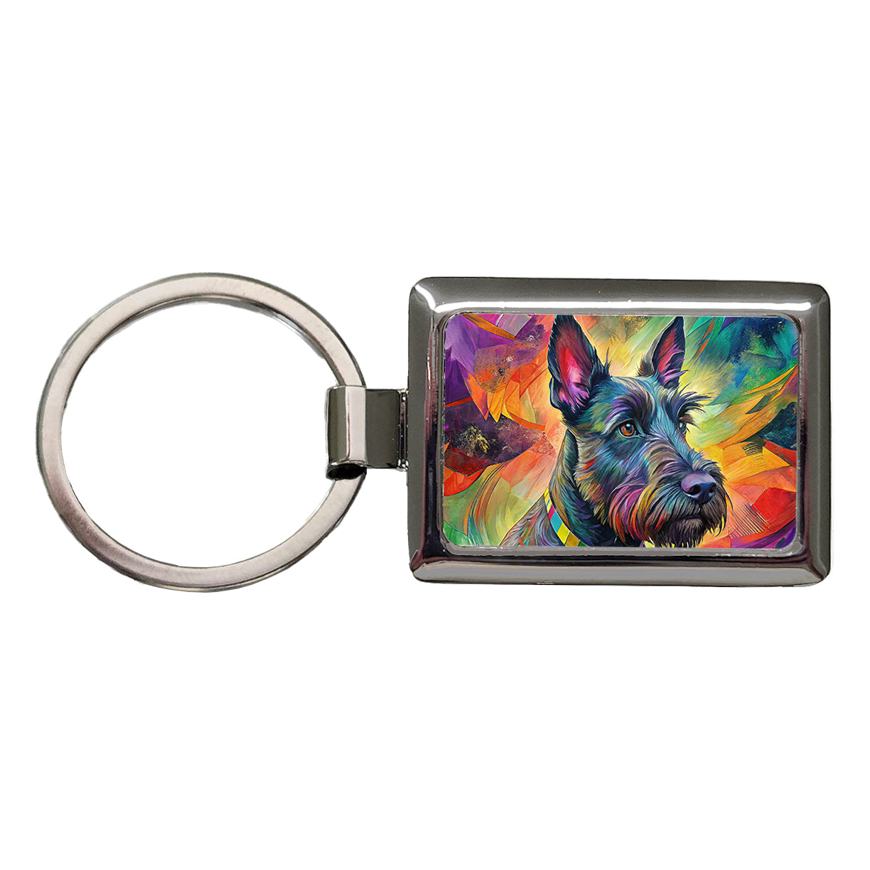 Scottish Terrier Dog Abstract Art Rectangle Metal Keychain