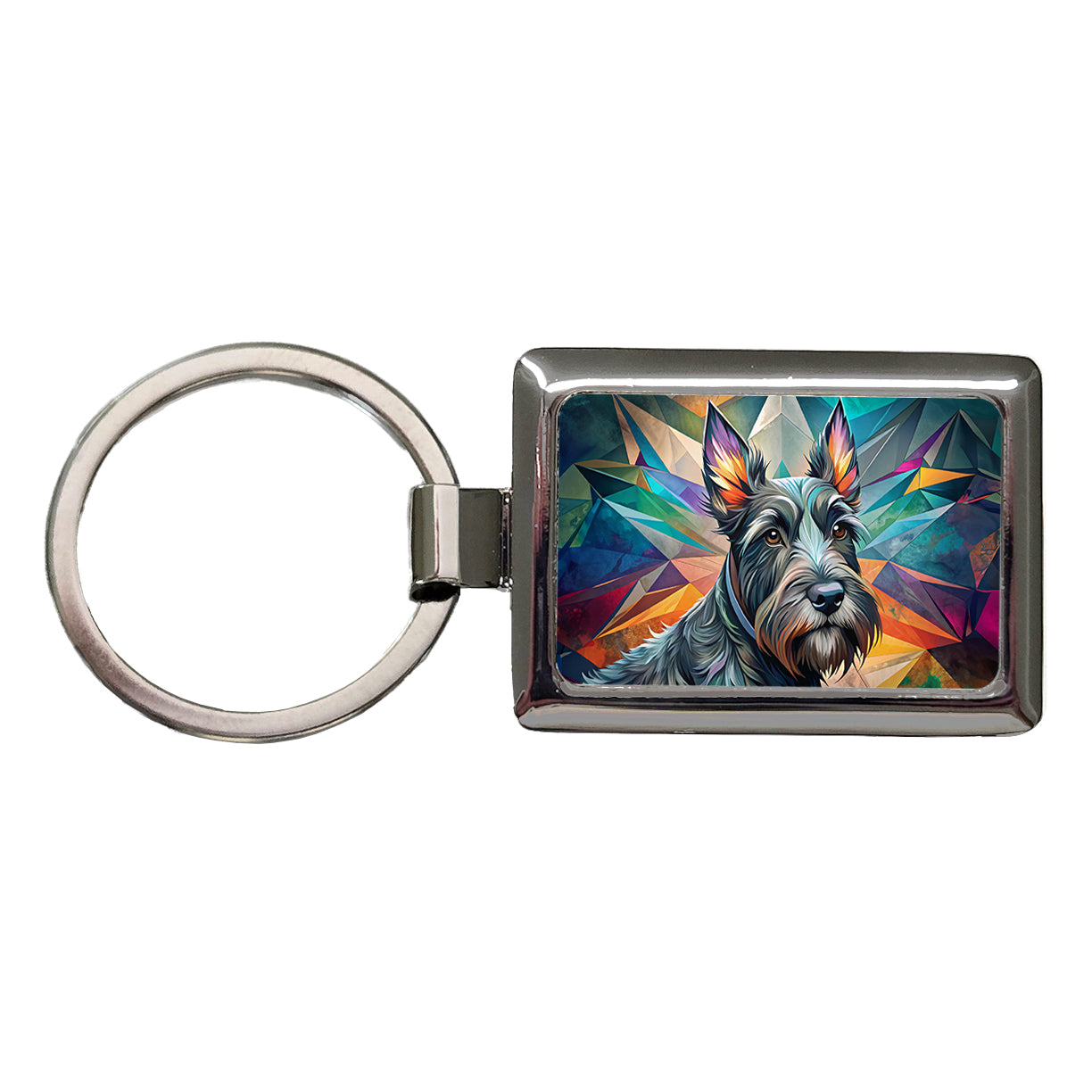 Scottish Terrier Dog Contemporary Art Rectangle Metal Keychain