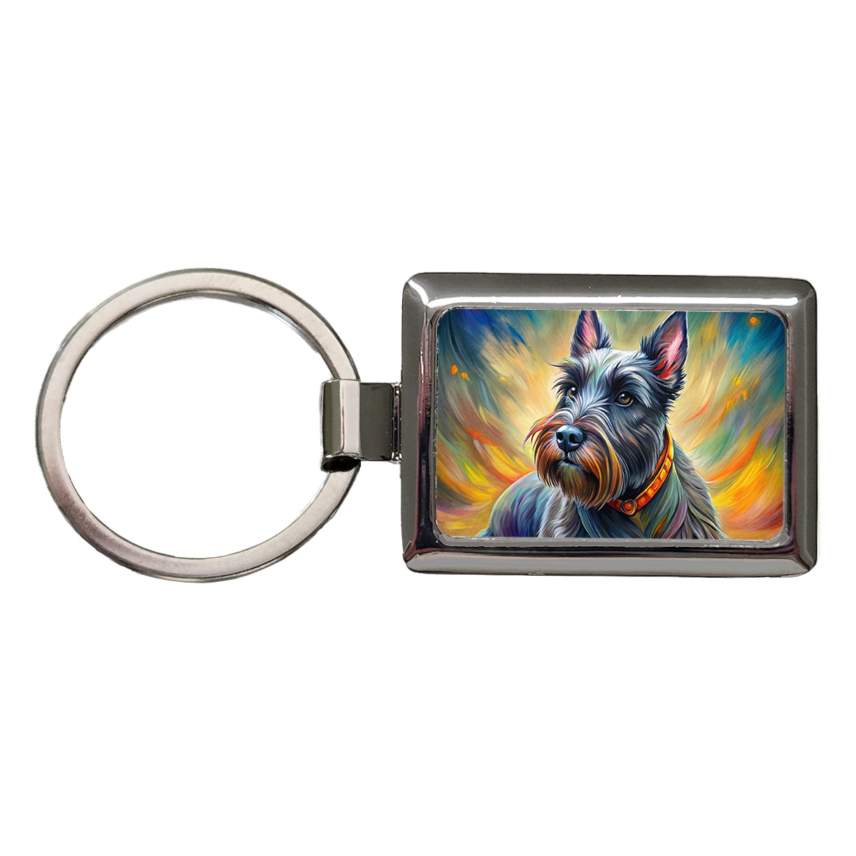 Scottish Terrier Dog Illustration Rectangle Metal Keychain