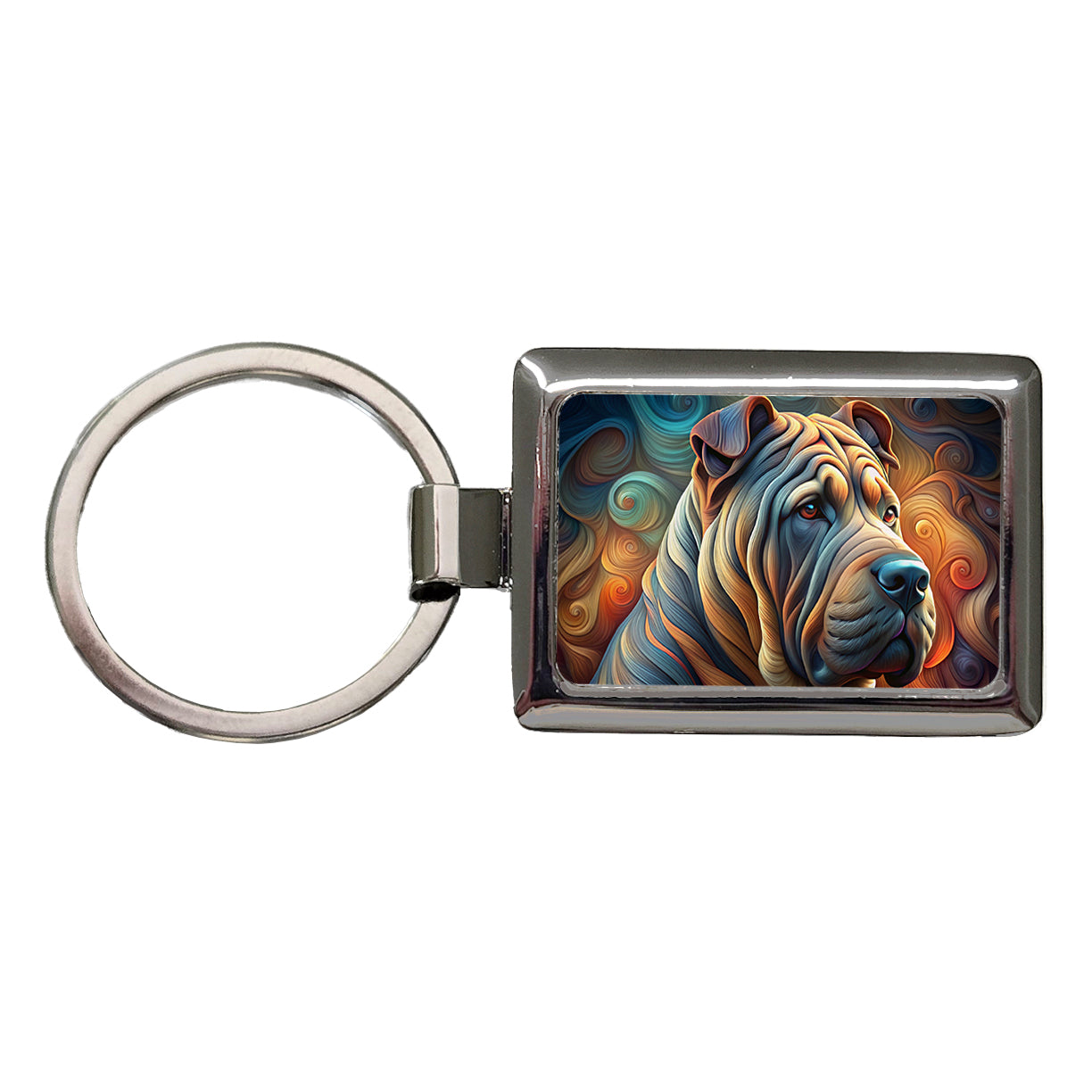 Shar Pei Dog Abstract Art Rectangle Metal Keychain