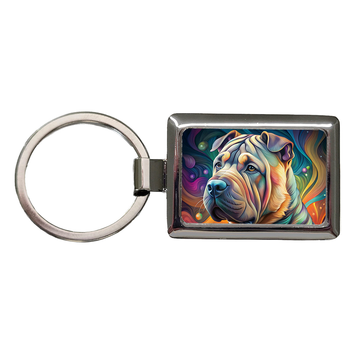 Shar Pei Dog Contemporary Art Rectangle Metal Keychain