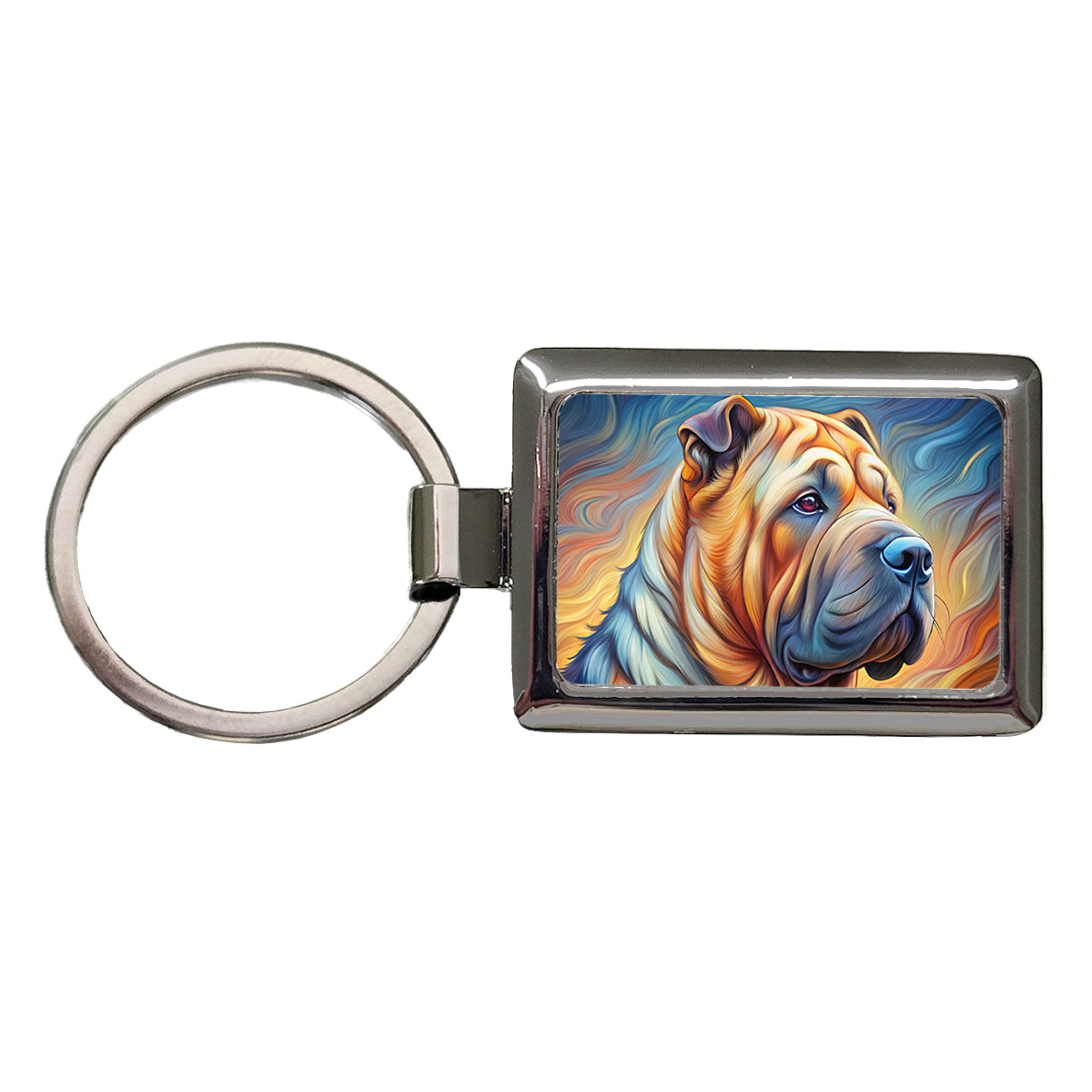 Shar Pei Dog Expressionism Art Rectangle Metal Keychain
