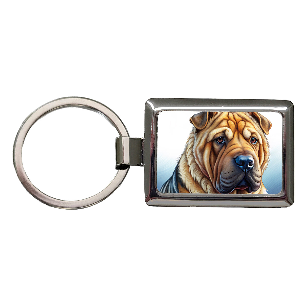 Shar Pei Dog Illustration Rectangle Metal Keychain