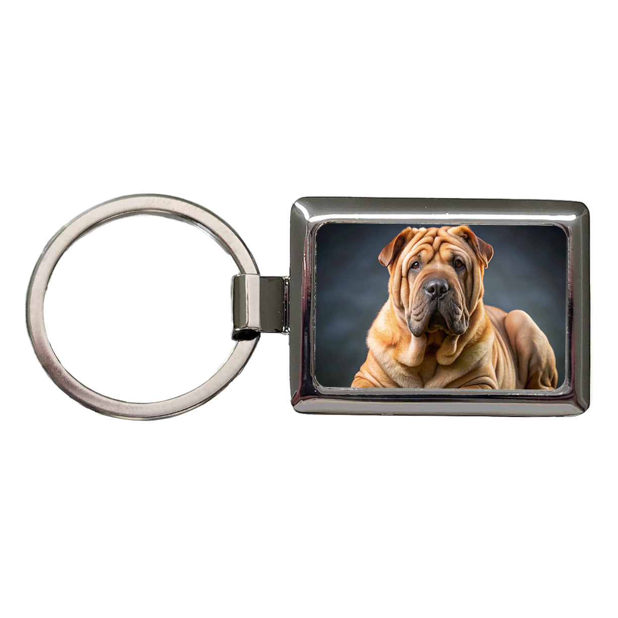 Shar Pei Dog Photo Rectangle Metal Keychain