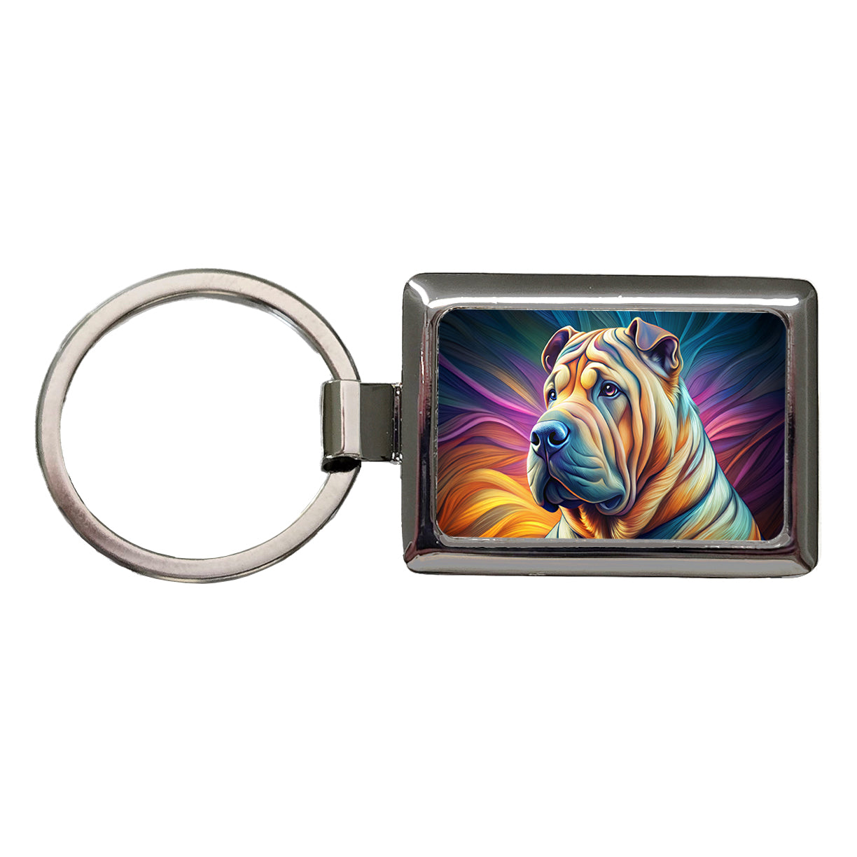 Shar Pei Dog Pop Art Rectangle Metal Keychain