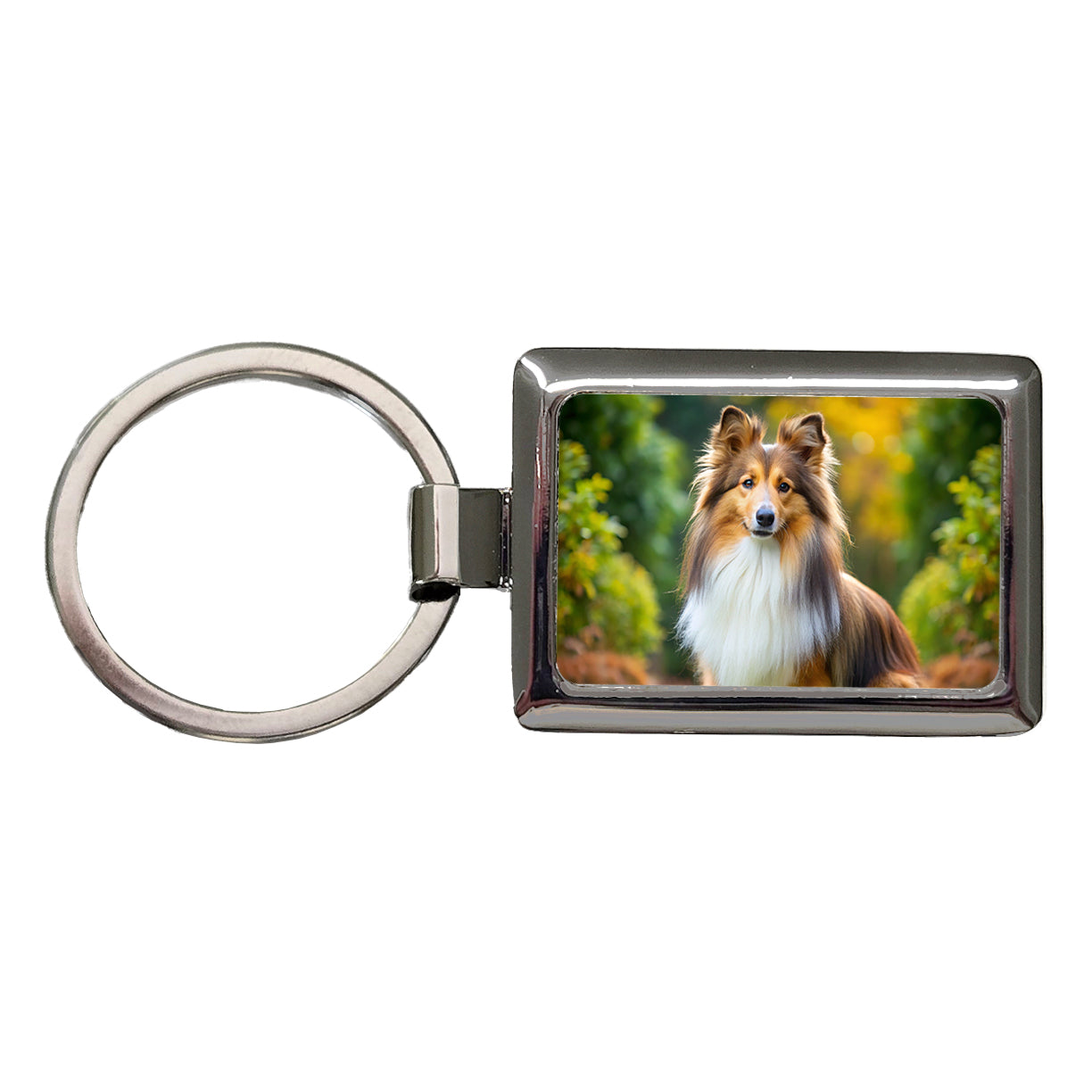 Shetland Sheepdog Sheltie Dog Photo Rectangle Metal Keychain