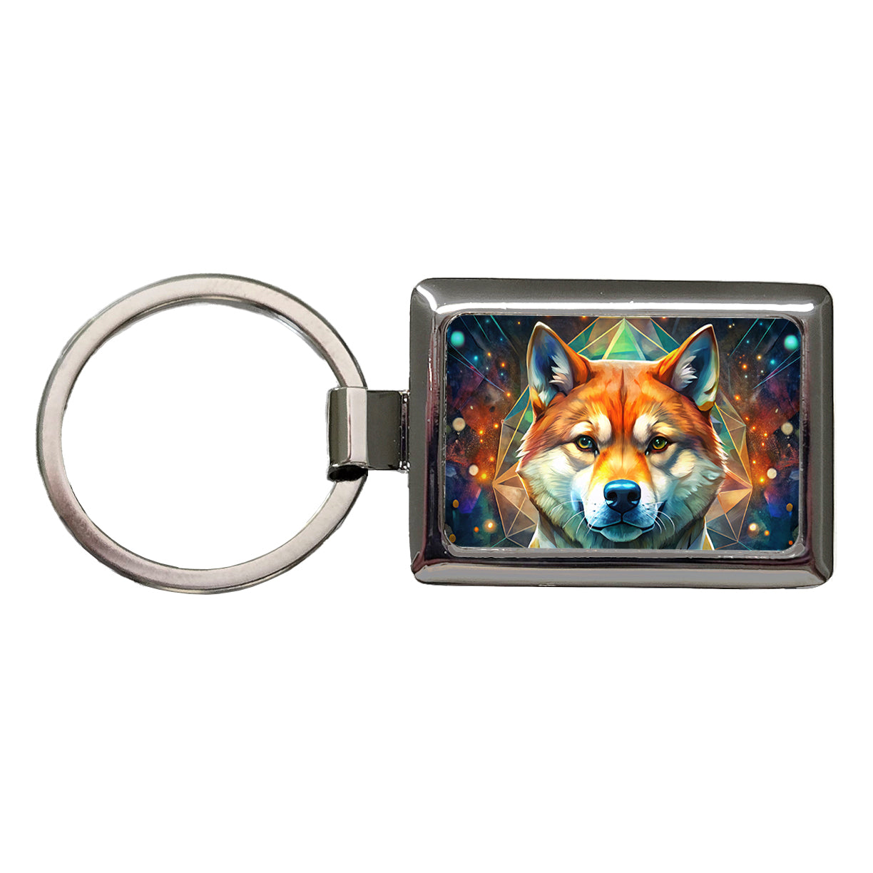 Shiba Inu Dog Abstract Art Rectangle Metal Keychain