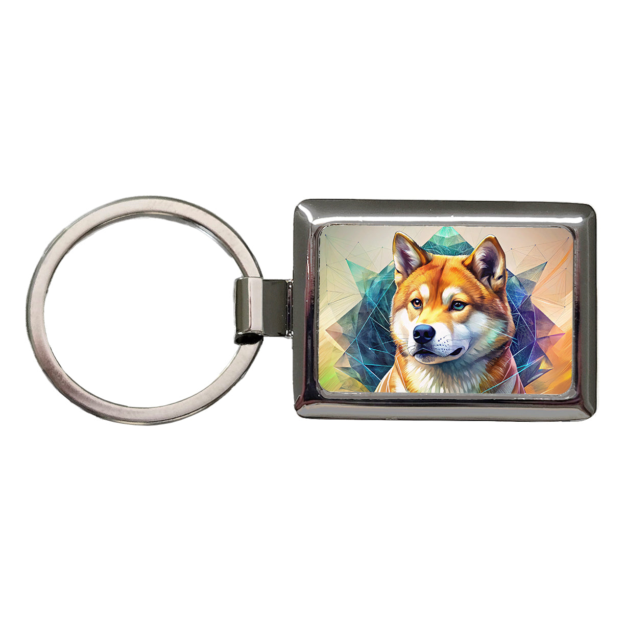 Shiba Inu Dog Contemporary Art Rectangle Metal Keychain