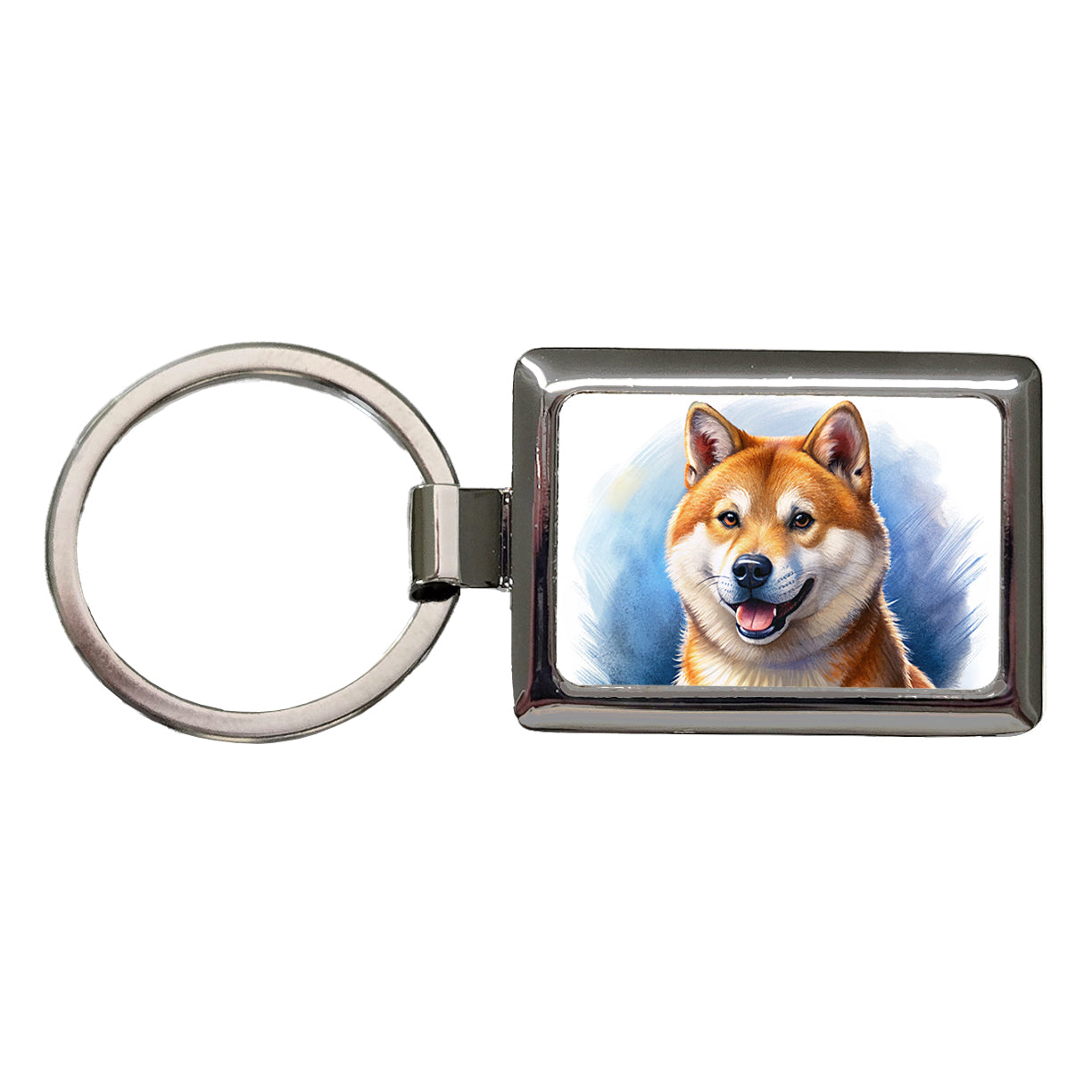 Shiba Inu Dog Illustration Rectangle Metal Keychain