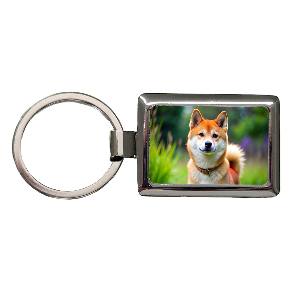 Shiba Inu Dog Photo Rectangle Metal Keychain