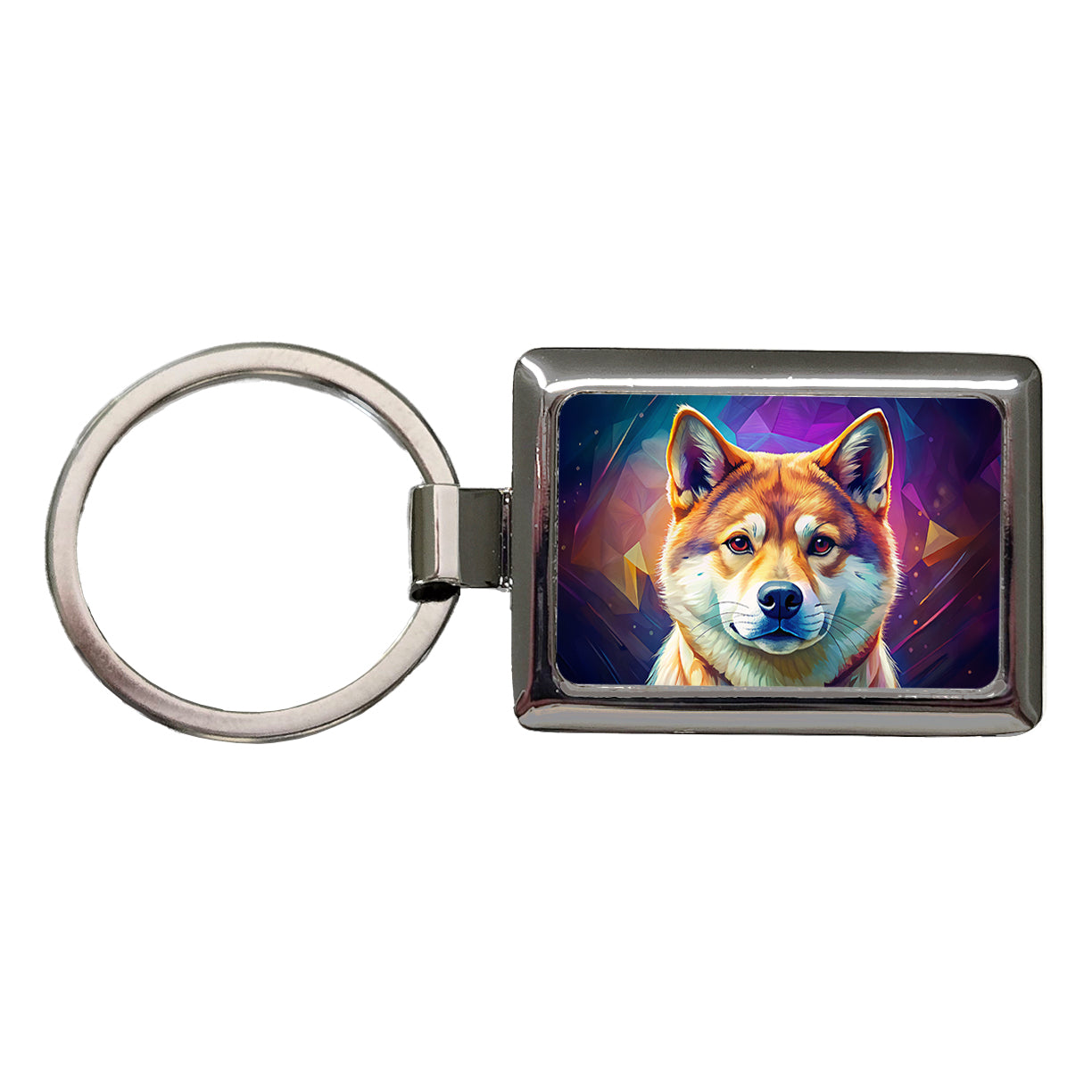 Shiba Inu Dog Pop Art Rectangle Metal Keychain