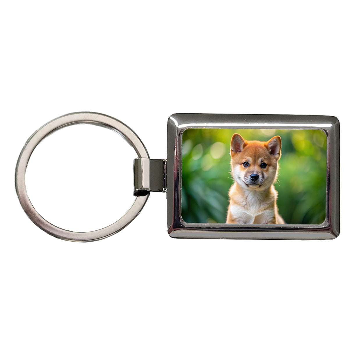 Shiba Inu Dog Puppy Photo Rectangle Metal Keychain