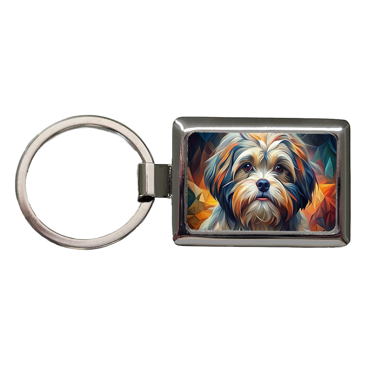 Shih Tzu Dog Abstract Art Rectangle Metal Keychain