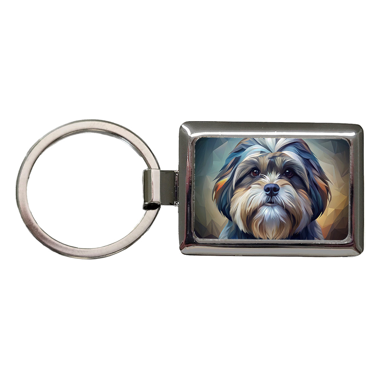 Shih Tzu Dog Abstract Stylized Art Rectangle Metal Keychain