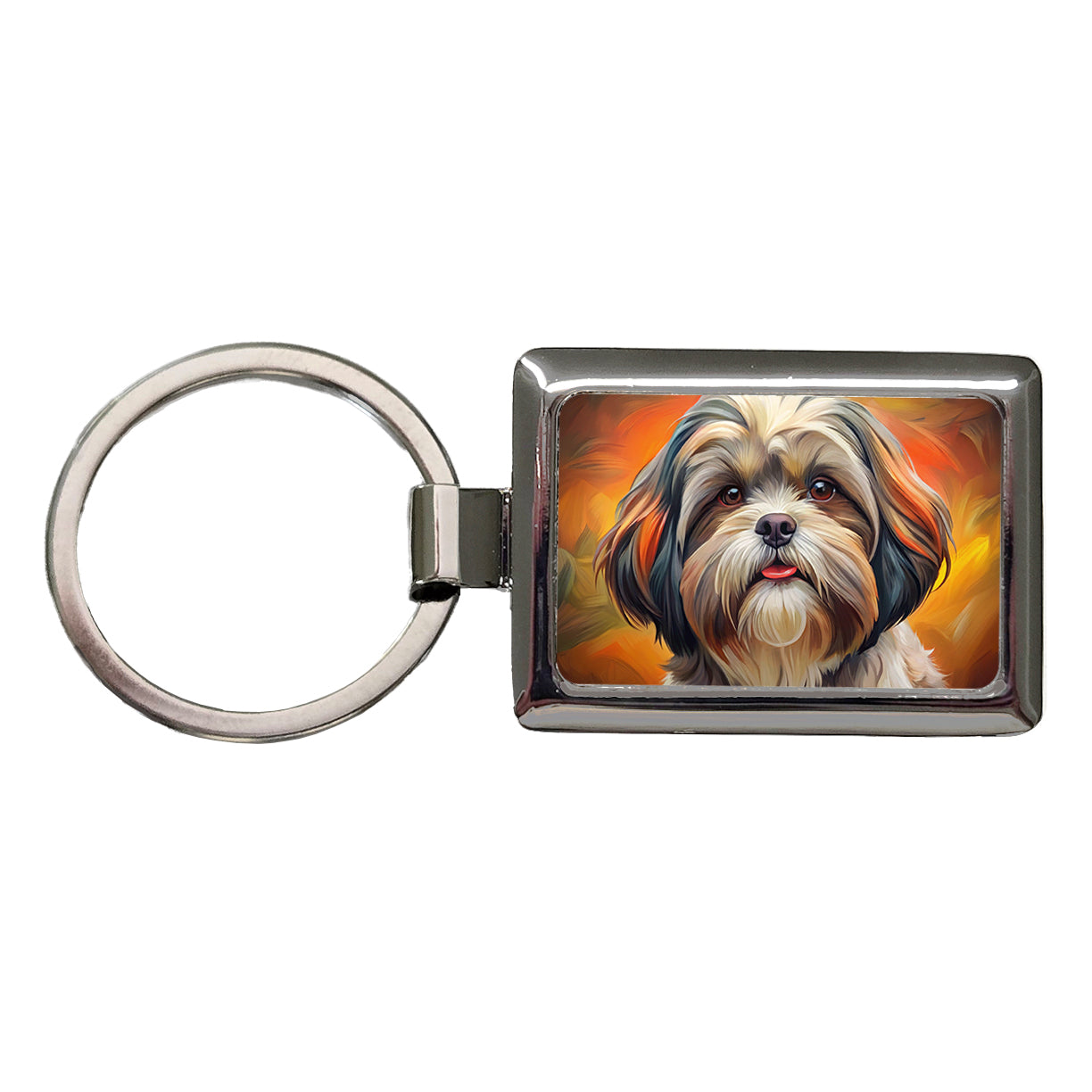 Shih Tzu Dog Expressionism Art Rectangle Metal Keychain