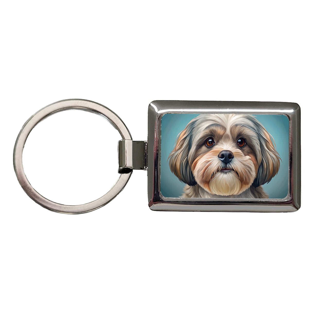 Shih Tzu Dog Illustration Rectangle Metal Keychain