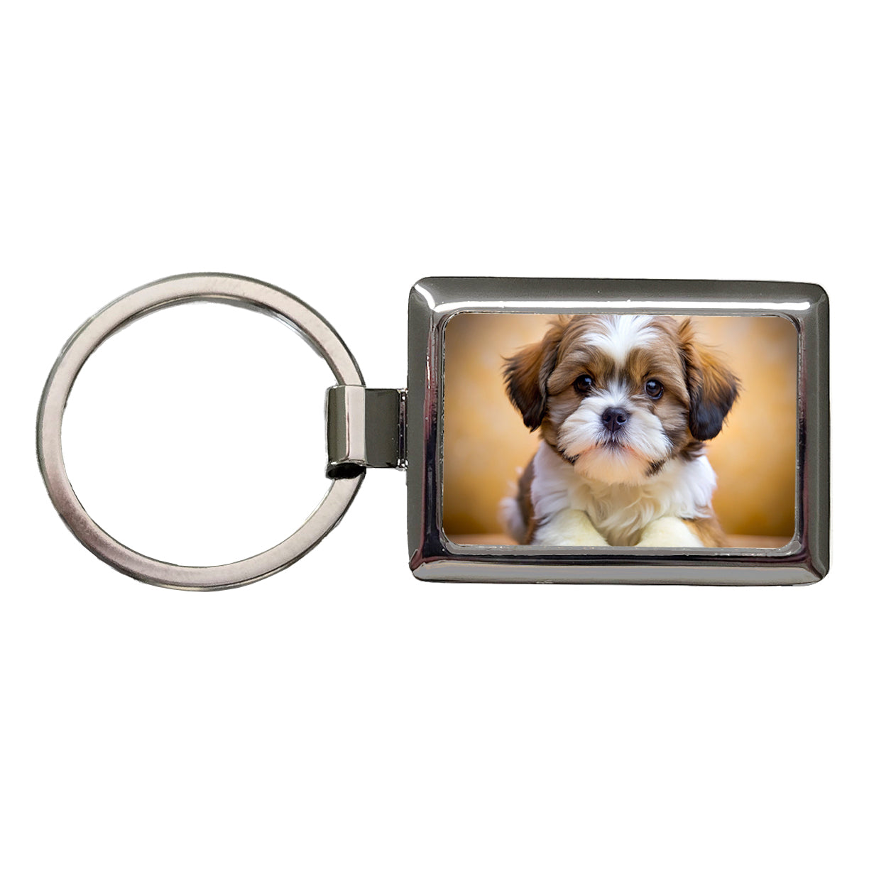 Shih Tzu Dog Puppy Photo Rectangle Metal Keychain