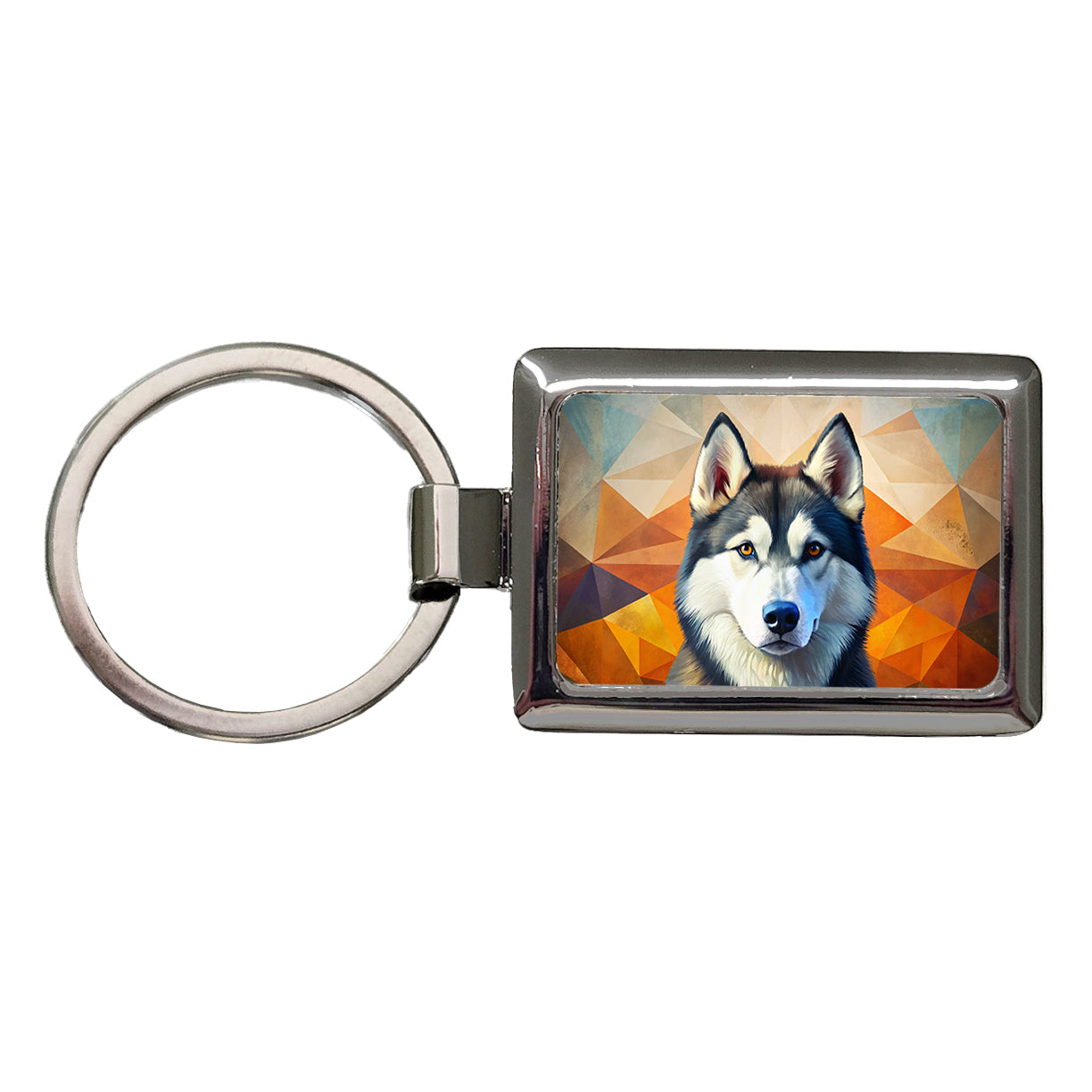 Siberian Husky Dog Contemporary Art Rectangle Metal Keychain