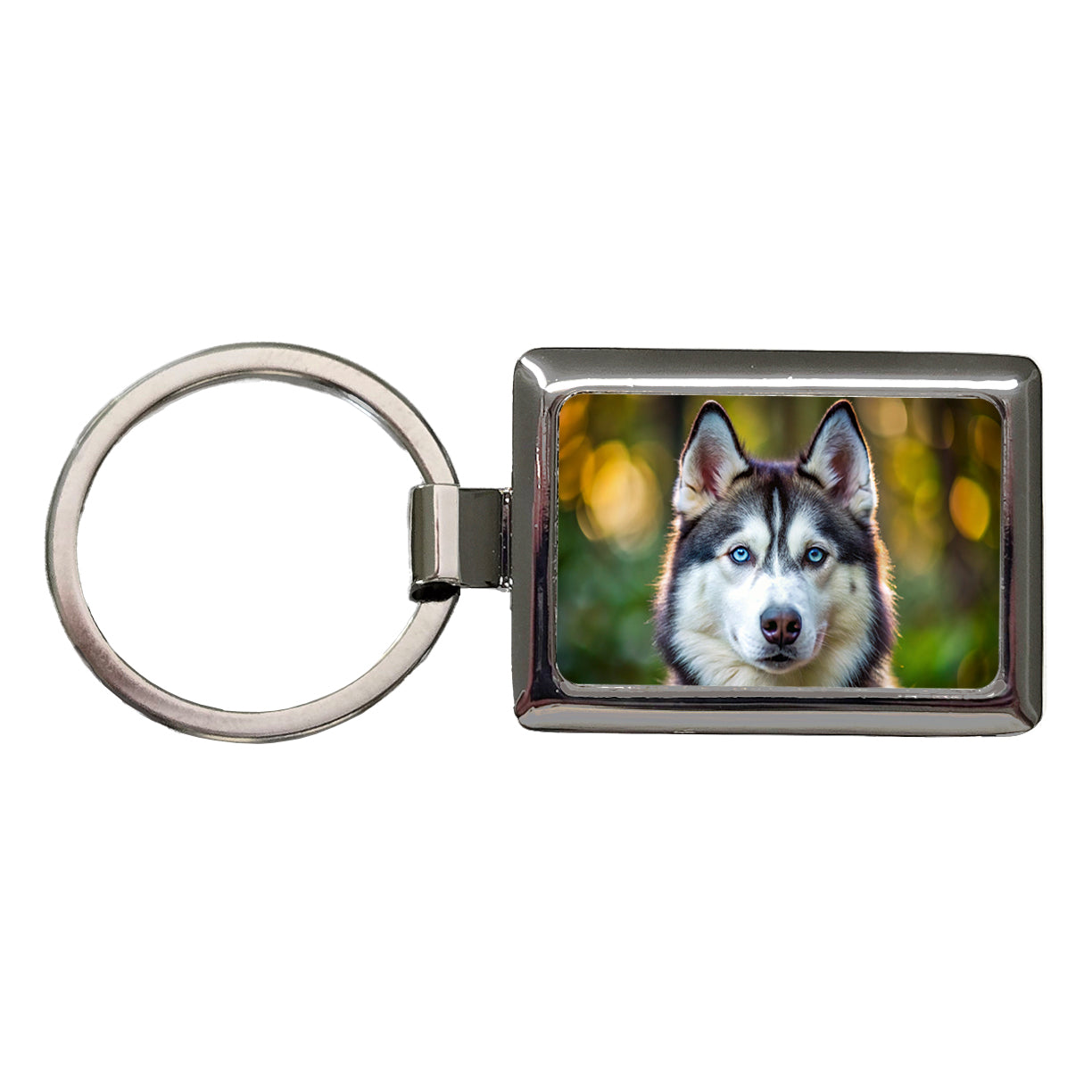 Siberian Husky Dog Photo Rectangle Metal Keychain