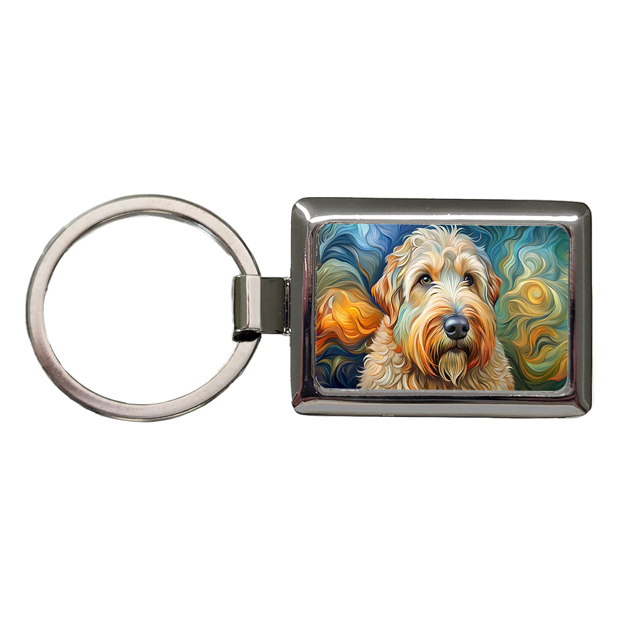 Soft Coated Wheaten Terrier Dog Abstract Art Rectangle Metal Keychain