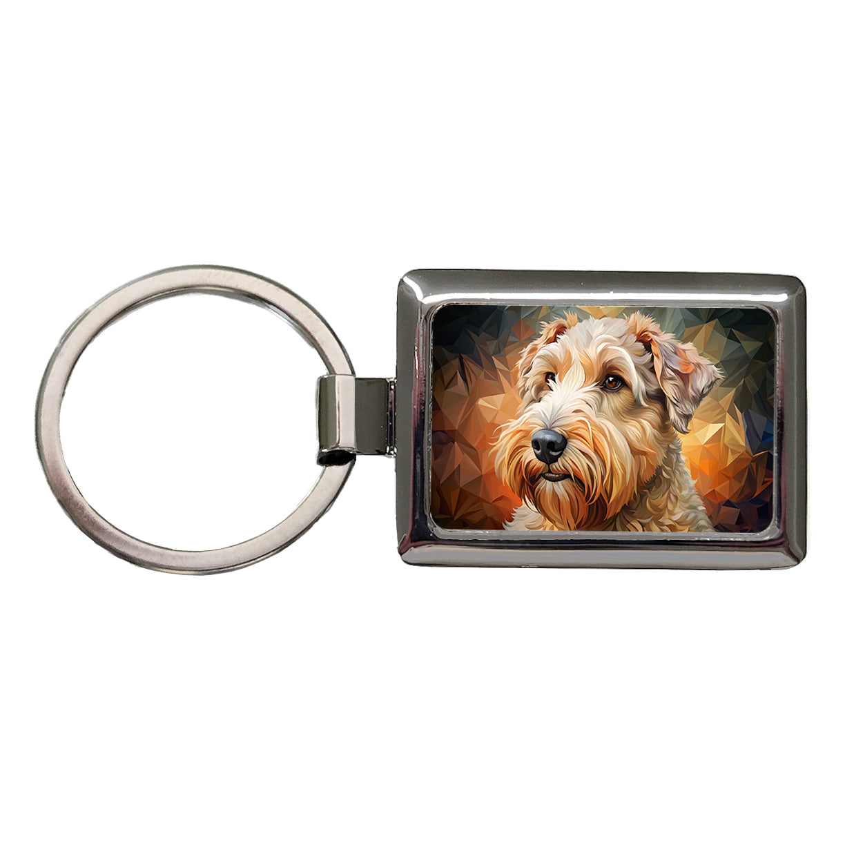 Soft Coated Wheaten Terrier Dog Abstract Stylized Art Rectangle Metal Keychain