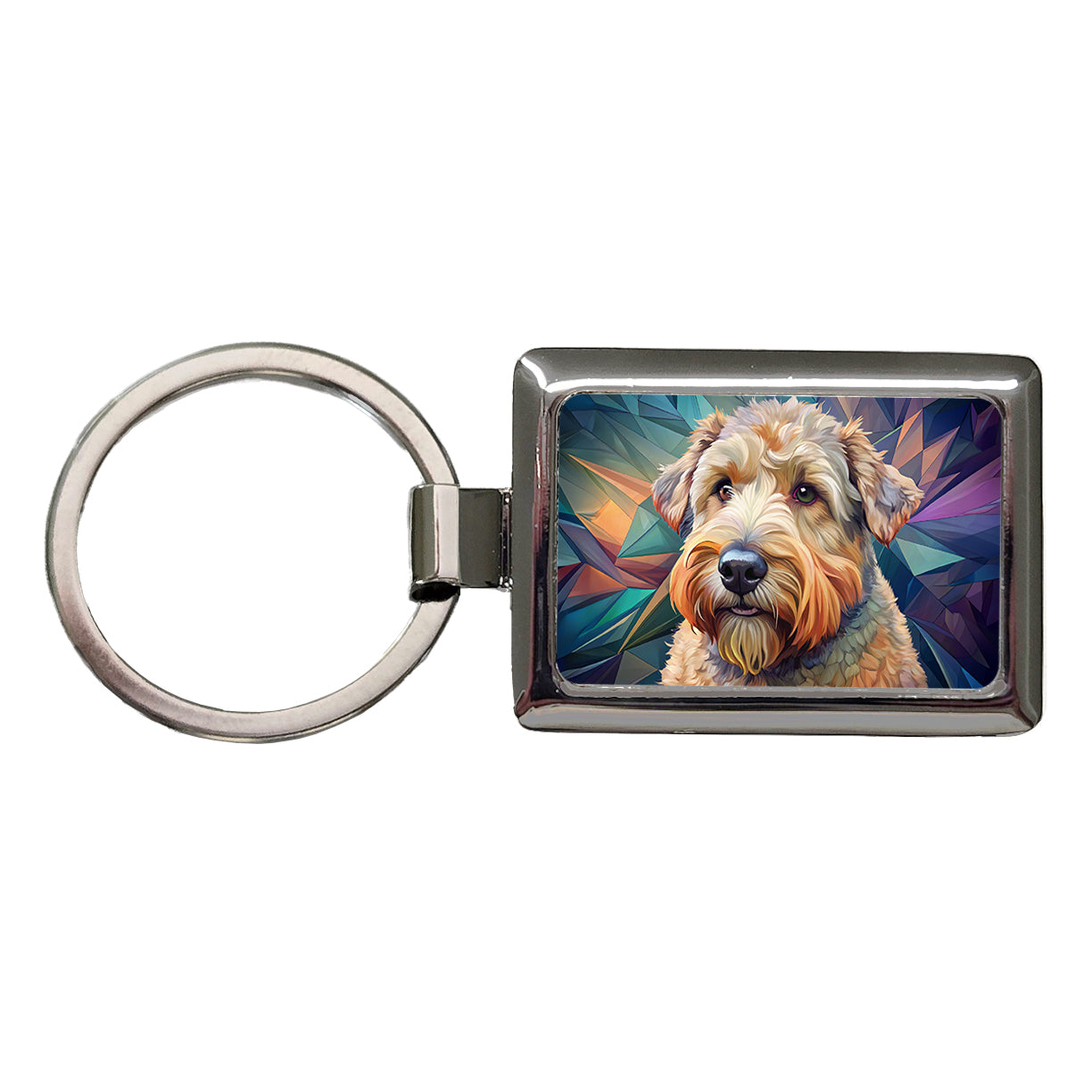 Soft Coated Wheaten Terrier Dog Contemporary Art Rectangle Metal Keychain