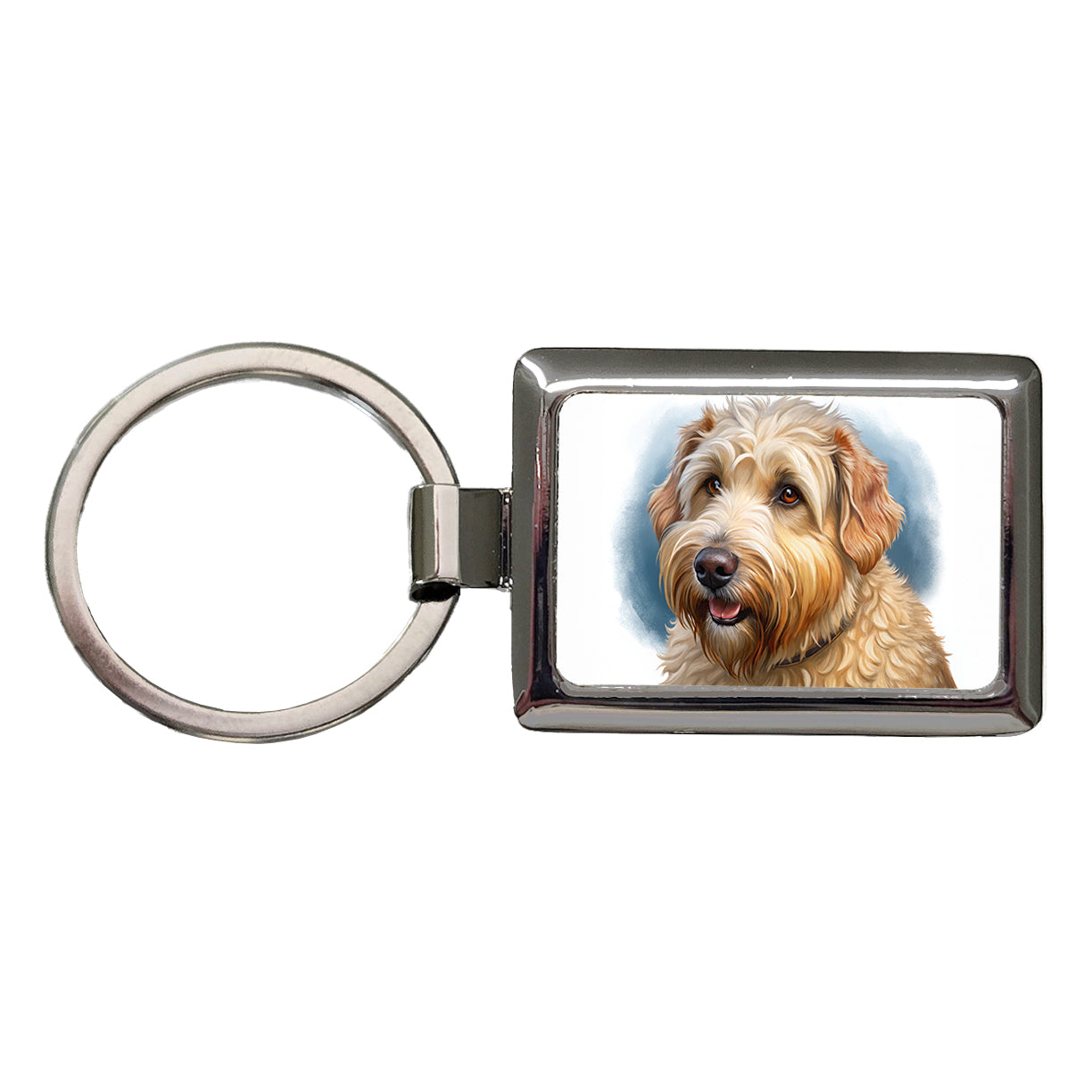 Soft Coated Wheaten Terrier Dog Illustration Rectangle Metal Keychain