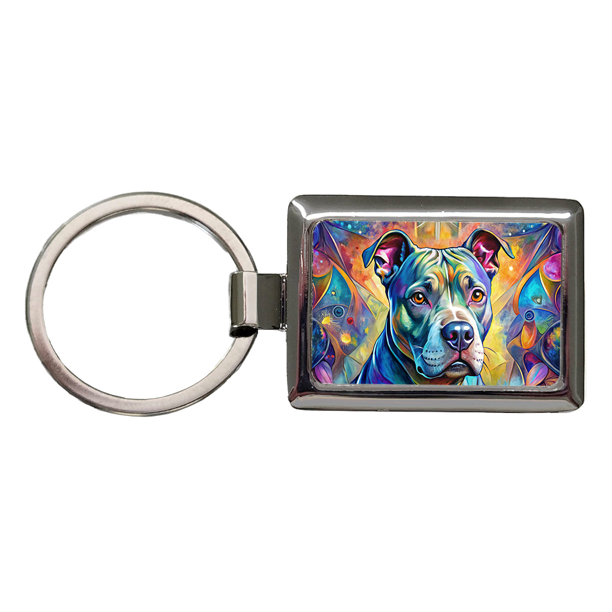 Staffordshire Bull Terrier Staffy Dog Abstract Art Rectangle Metal Keychain