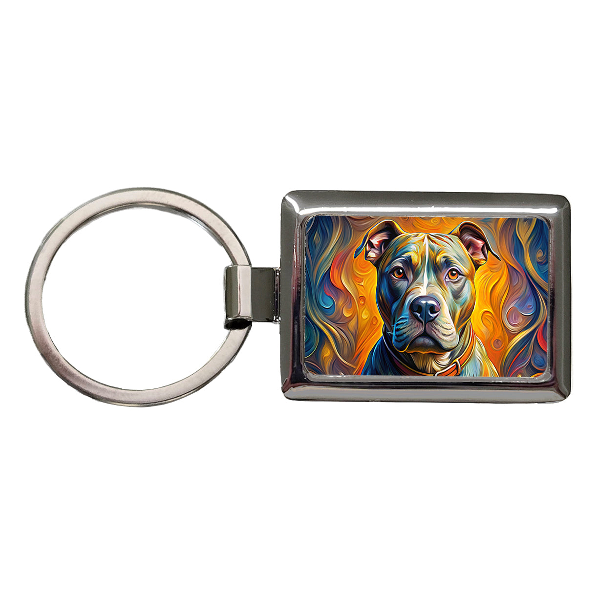 Staffordshire Bull Terrier Staffy Dog Expressionism Art Rectangle Metal Keychain