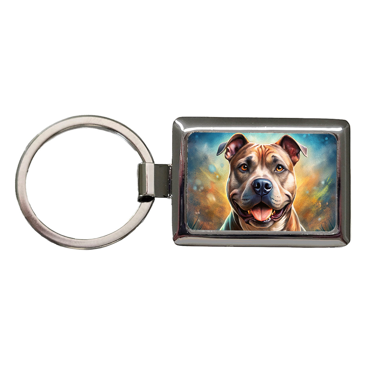 Staffordshire Bull Terrier Staffy Dog Illustration Rectangle Metal Keychain
