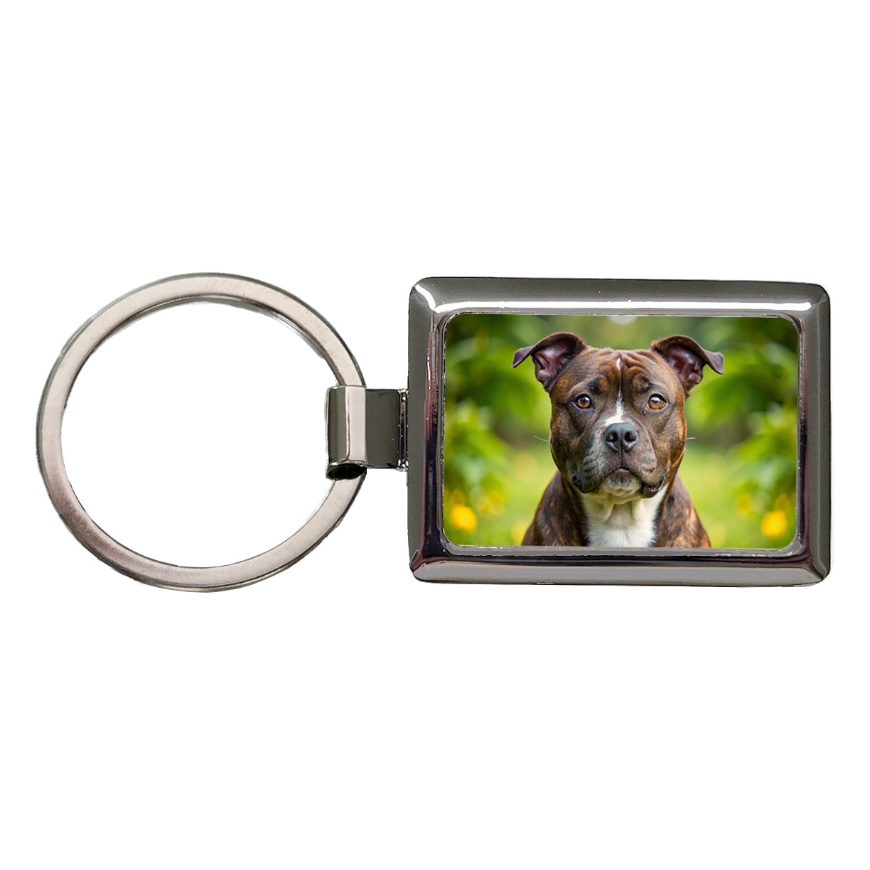 Staffordshire Bull Terrier Staffy Dog Photo Rectangle Metal Keychain