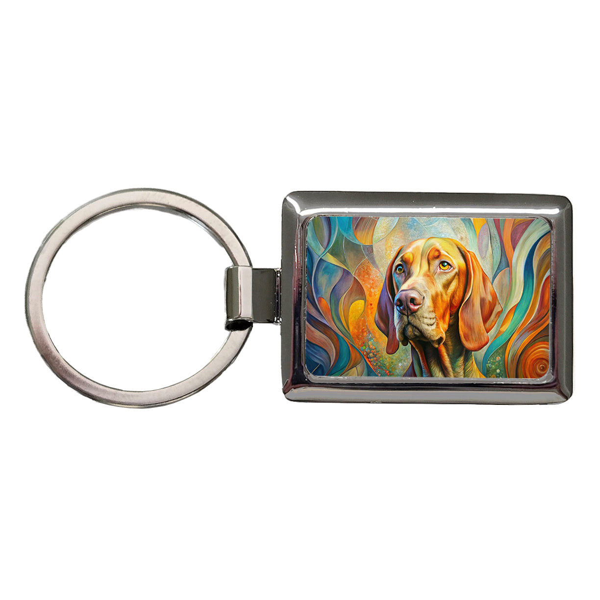 Vizsla Dog Abstract Art Rectangle Metal Keychain