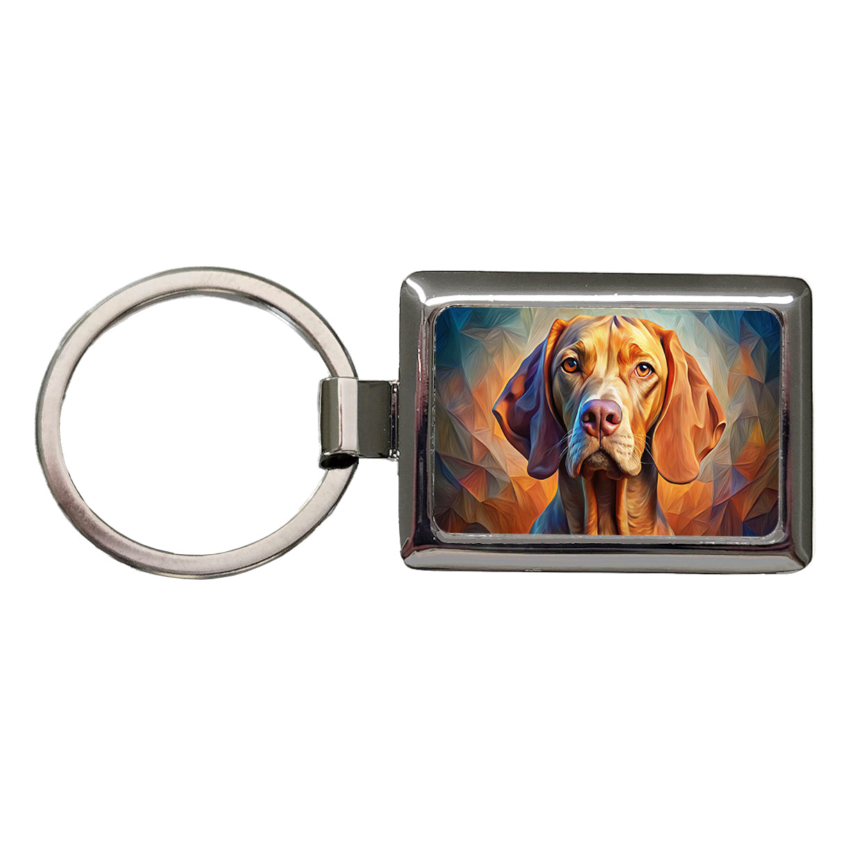 Vizsla Dog Abstract Stylized Art Rectangle Metal Keychain