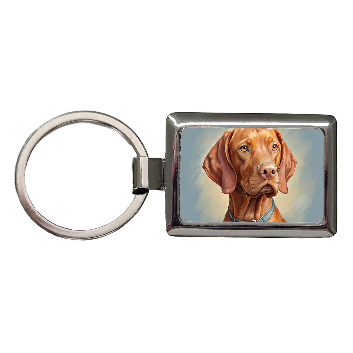 Vizsla Dog Illustration Rectangle Metal Keychain