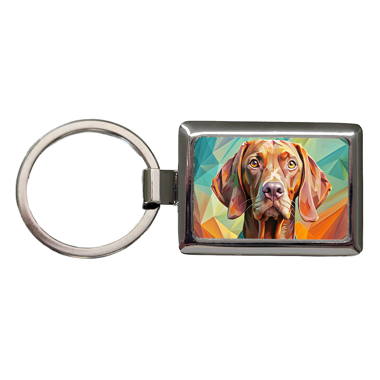 Vizsla Dog Pop Art Rectangle Metal Keychain