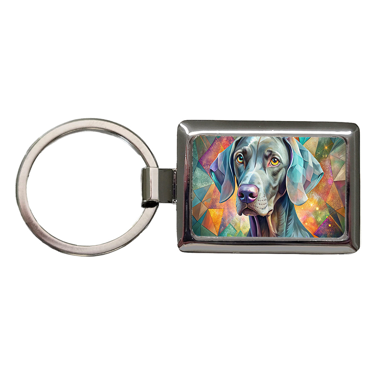 Weimaraner Dog Contemporary Art Rectangle Metal Keychain