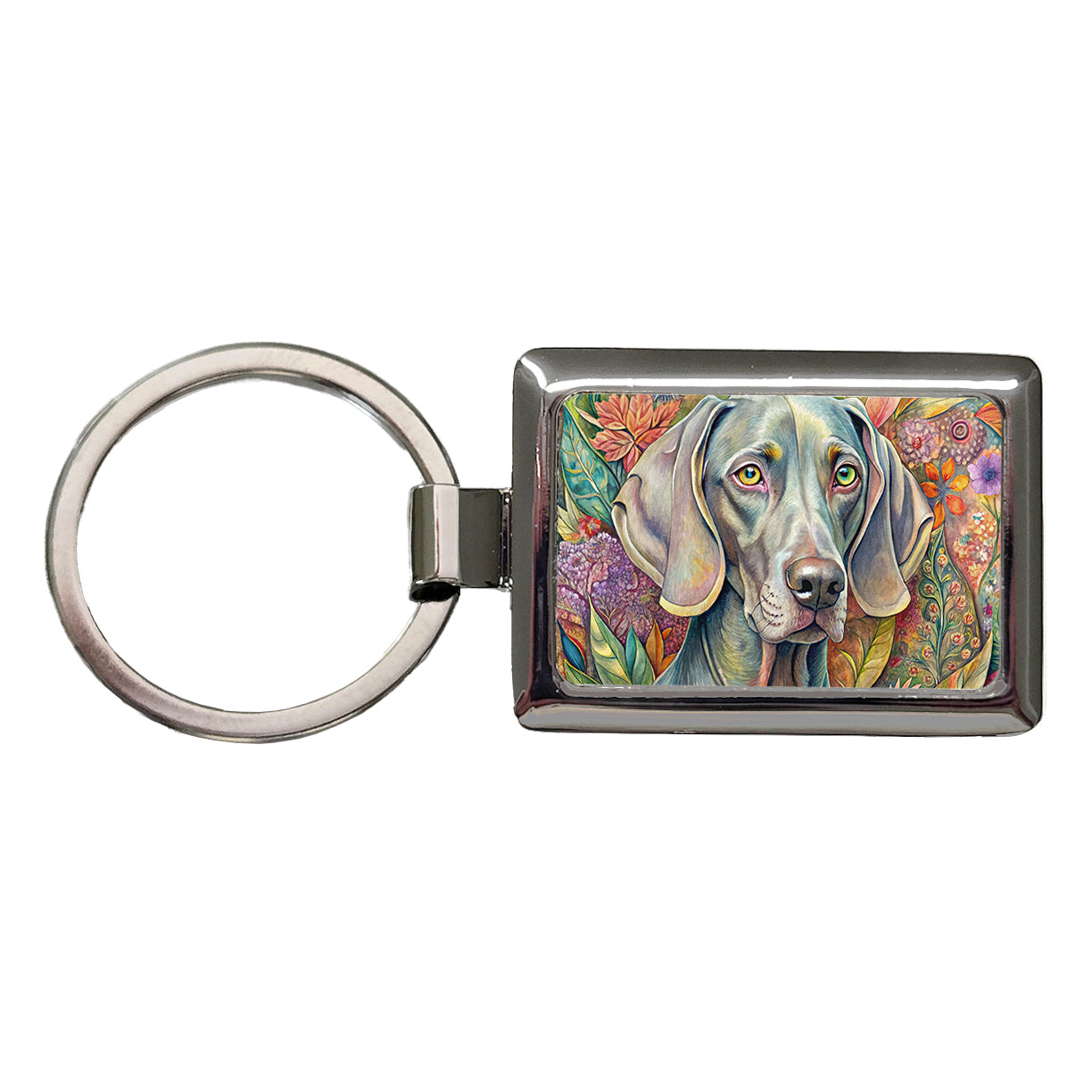 Weimaraner Dog French Bohemian Art Rectangle Metal Keychain