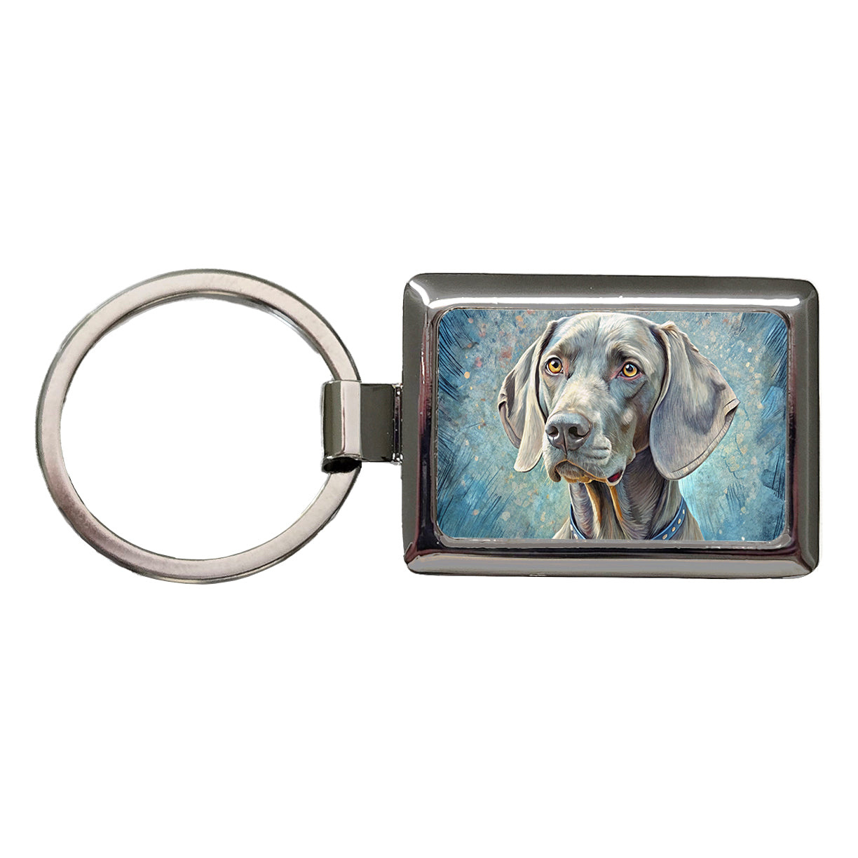 Weimaraner Dog Illustration Rectangle Metal Keychain