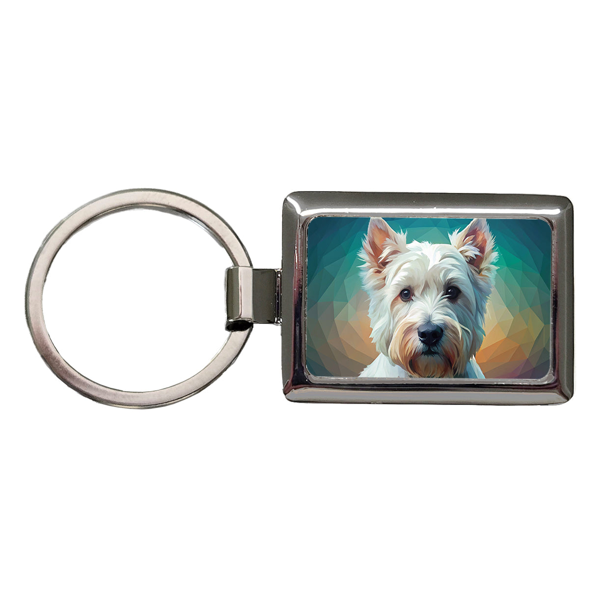 West Highland White Terrier Westie Abstract Stylized Art Rectangle Metal Keychain