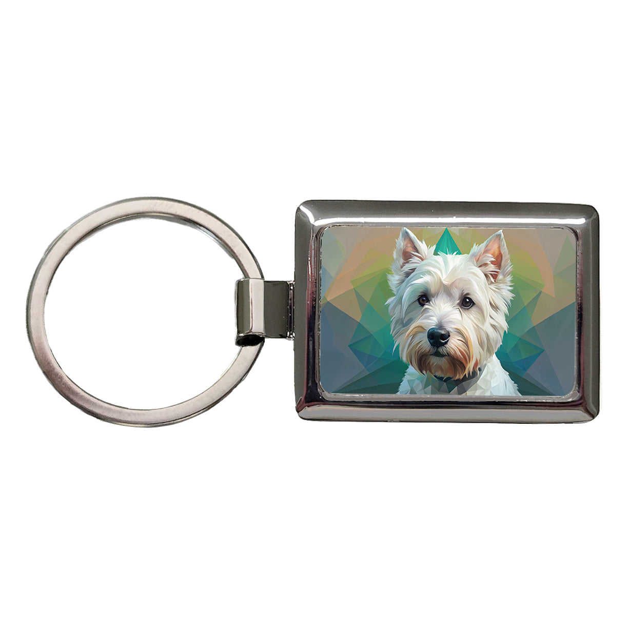 West Highland White Terrier Westie Dog Contemporary Art Rectangle Metal Keychain