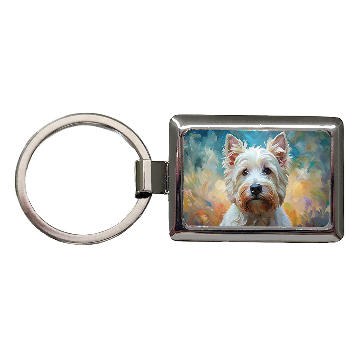 West Highland White Terrier Westie Dog Expressionism Art Rectangle Metal Keychain