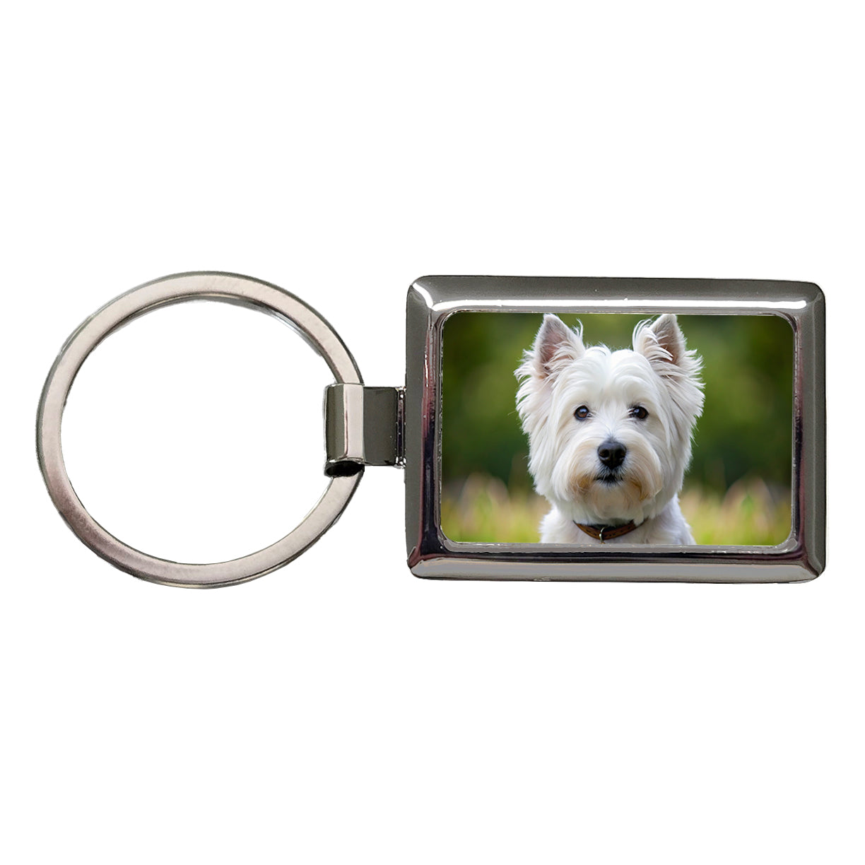 West Highland White Terrier Westie Dog Photo Rectangle Metal Keychain