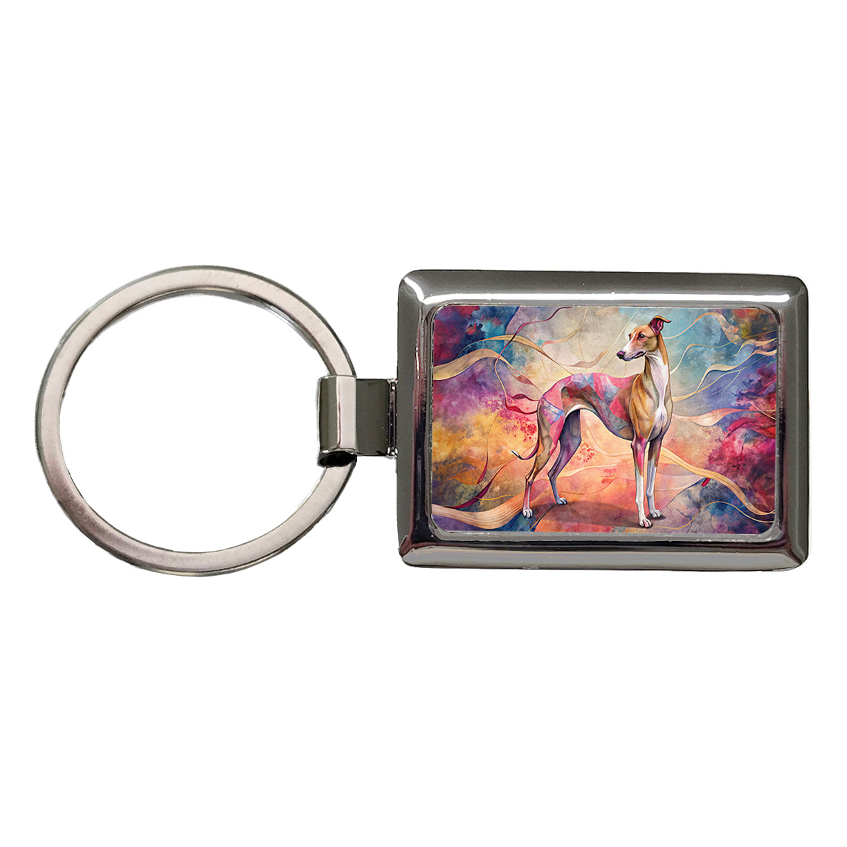 Whippet Dog Contemporary Art Rectangle Metal Keychain